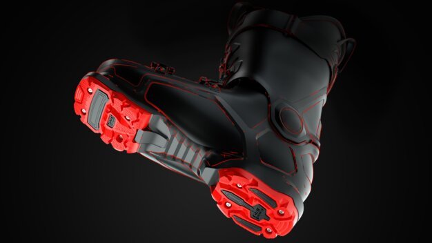 Black boot with red accents and sole | © Marker Dalbello Völkl (International) GmbH