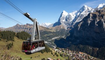 Kabelbaan met passagiers voor bergpanorama | © http://jungfrauregion.info/
