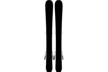 A pair of skis with bindings.