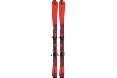 Paire de skis rouges Atomic Redster J2 avec fixations