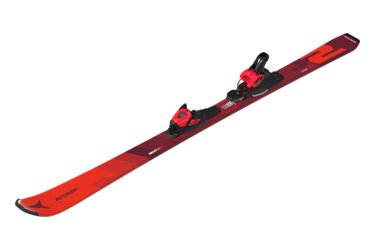 Ski Atomic Redster J2 rouge avec fixations.