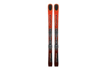 A pair of orange Kästle MX88 skis with bindings