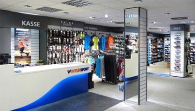 Interior view of an Intersport store.